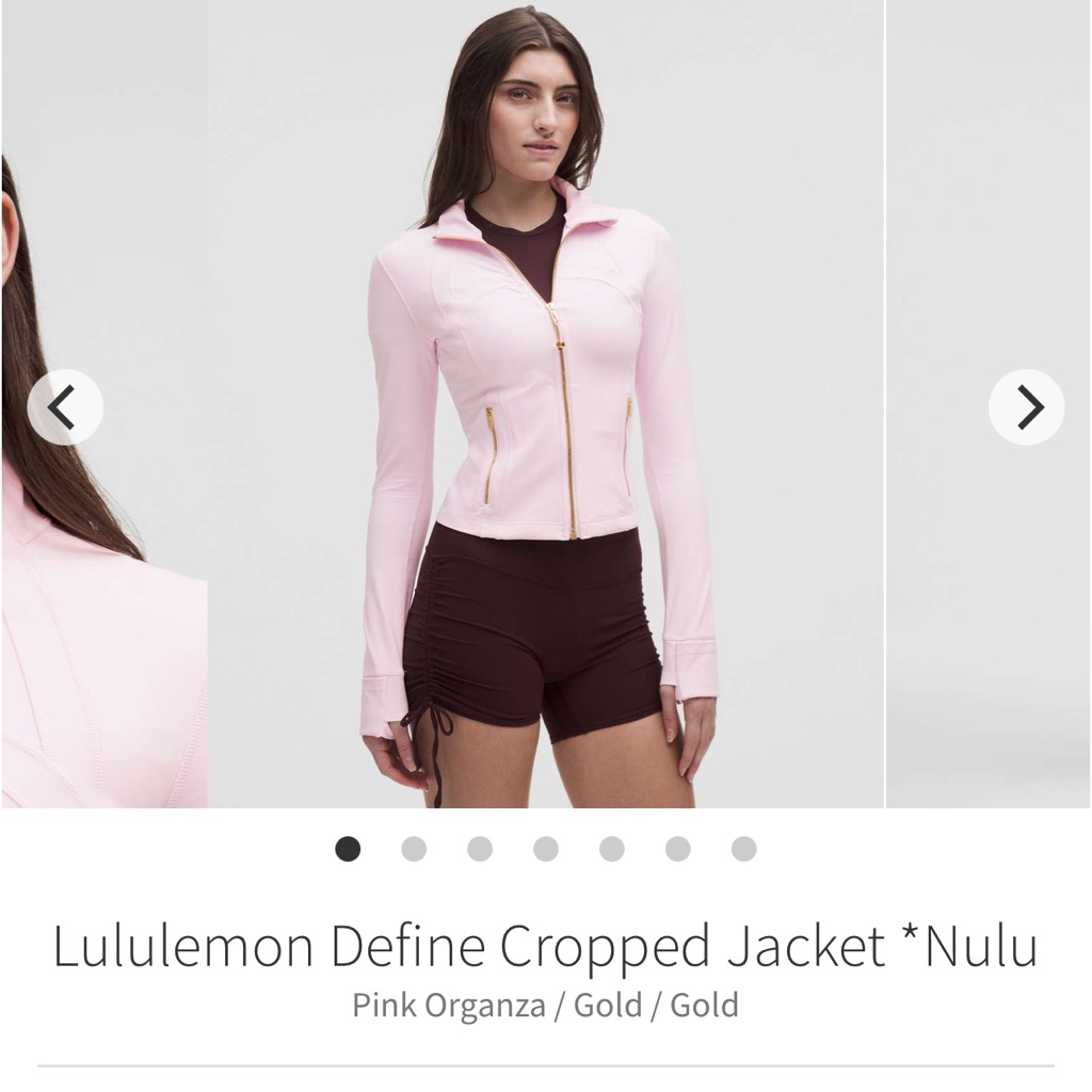Pink Organza/Gold/Gold - Nwt Lululemon Define Cropped Jacket *Nulu Size 6
